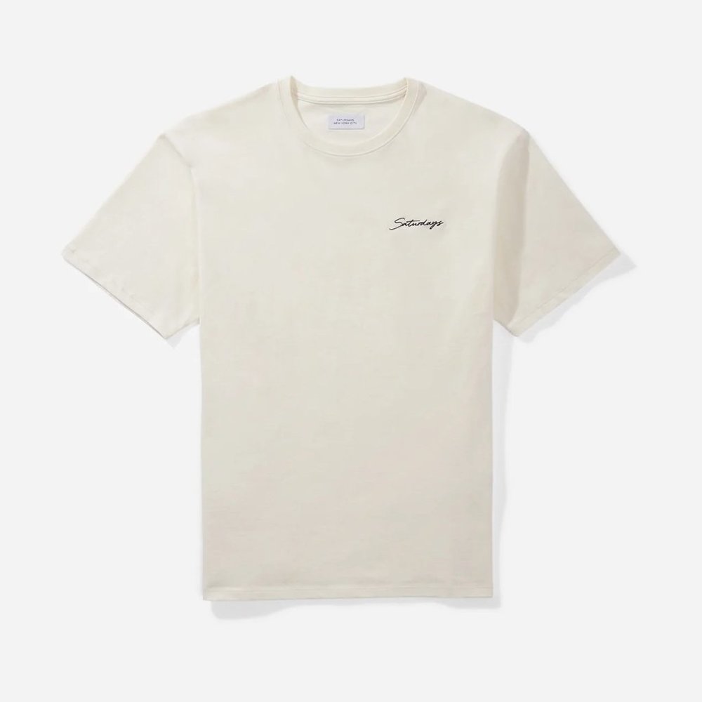 Saturdays Embroidered Short Sleeve Tee - White